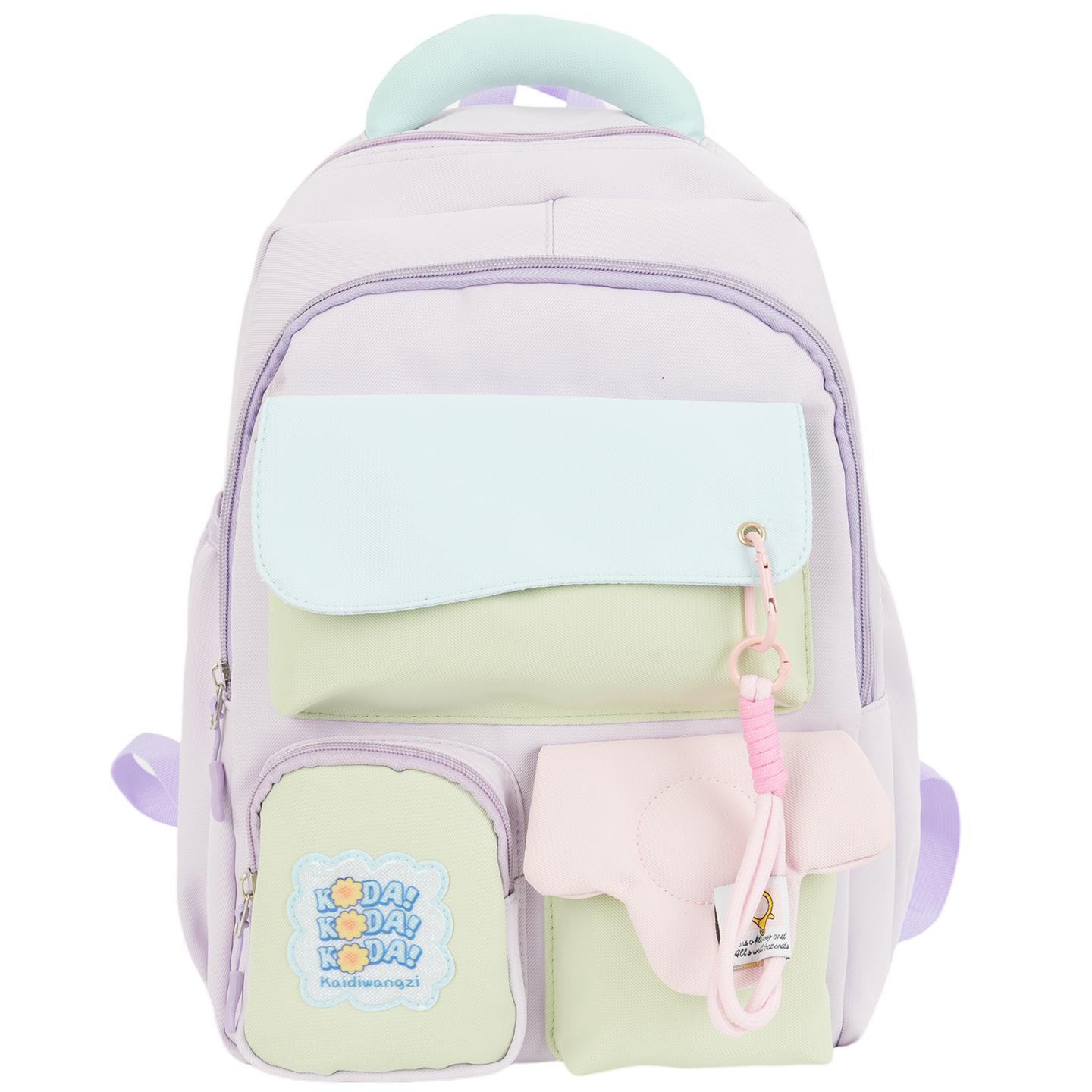 

Большая вместимость школьного рюкзака для студента, женский водонепроницаемый рюкзак, контрастный цвет фиолетовый