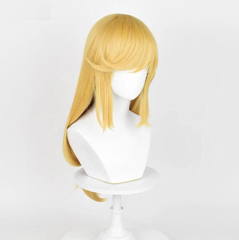 Applejack Cosplay-Perücke, hochwertige Anime-Perücke, lang, goldgelb, Kopfhaut, hitzebeständig, Kunsthaar, Anime-Party-Perücken + Perückenkappe