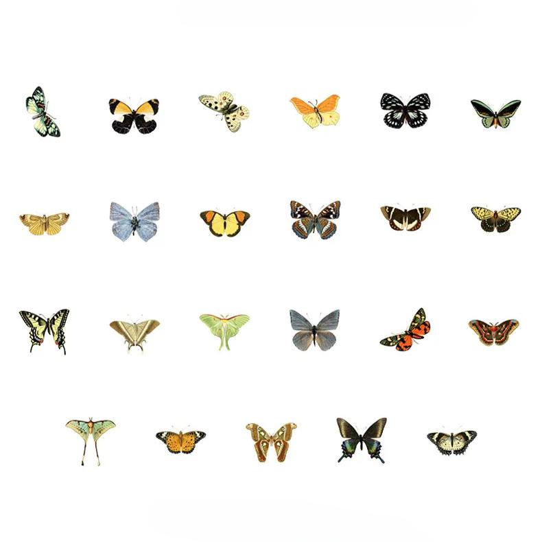 

46 шт./коробка Ретро Классика Скрапбукинг Журнал Наклейка Гриб Цветочный Лист Бабочка Канцелярские Наклейки Декор своими руками Наклейка для багажа