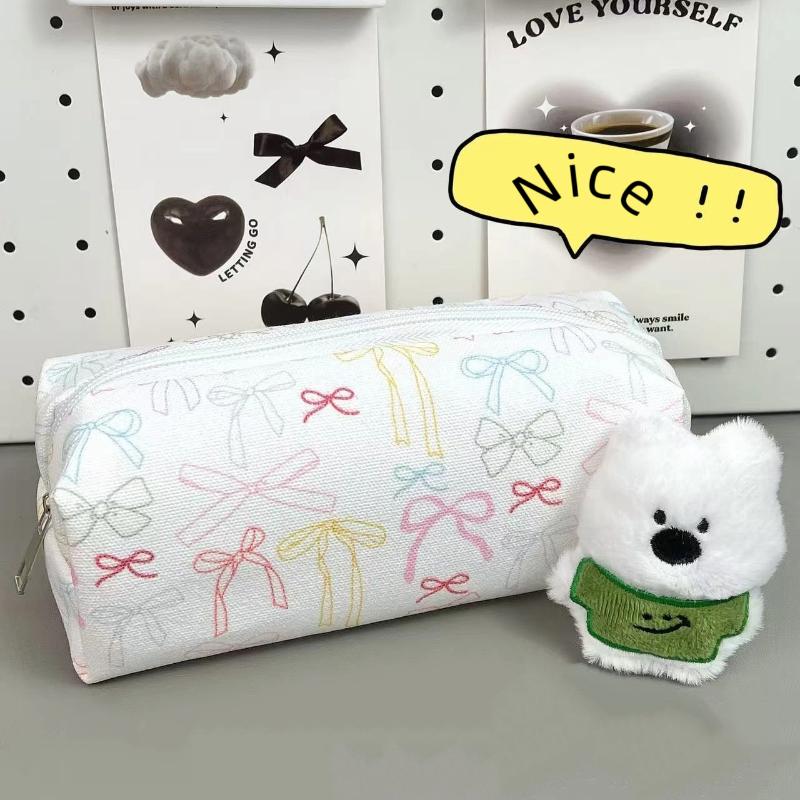 Cute Bow Pencil Box Cartoon Cat Large Capacity Pencil Case Multifunctional Storage Bag School Office Stationery Student Gifts
