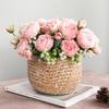9 Head Philipos Rose Artificial Flowers Small Bouquet 30cm Silk Fake Flowers for Home Decor Wedding Decoration, 1pc