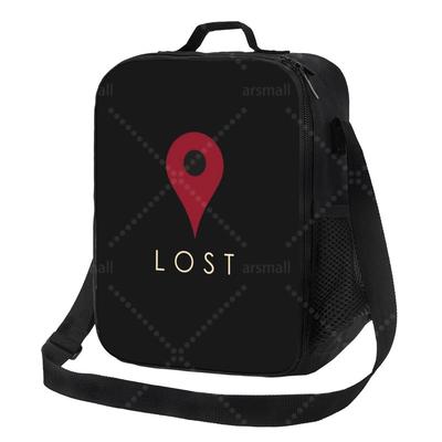 Lost Print Lunch Bag with Adjustable Shoulder Strap Reusable Thermal Bento Tote for Work Picnic Beach