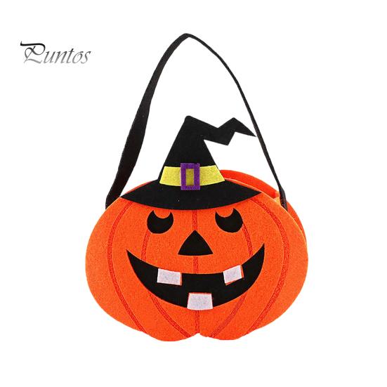 Cute Skeleton Ghost Bags Halloween Felt Candy Bag, Pumpkin Skull Cat Owl Tote for Holiday Goodie School Kids, Non Woven Trick or Treat Handbag, Party