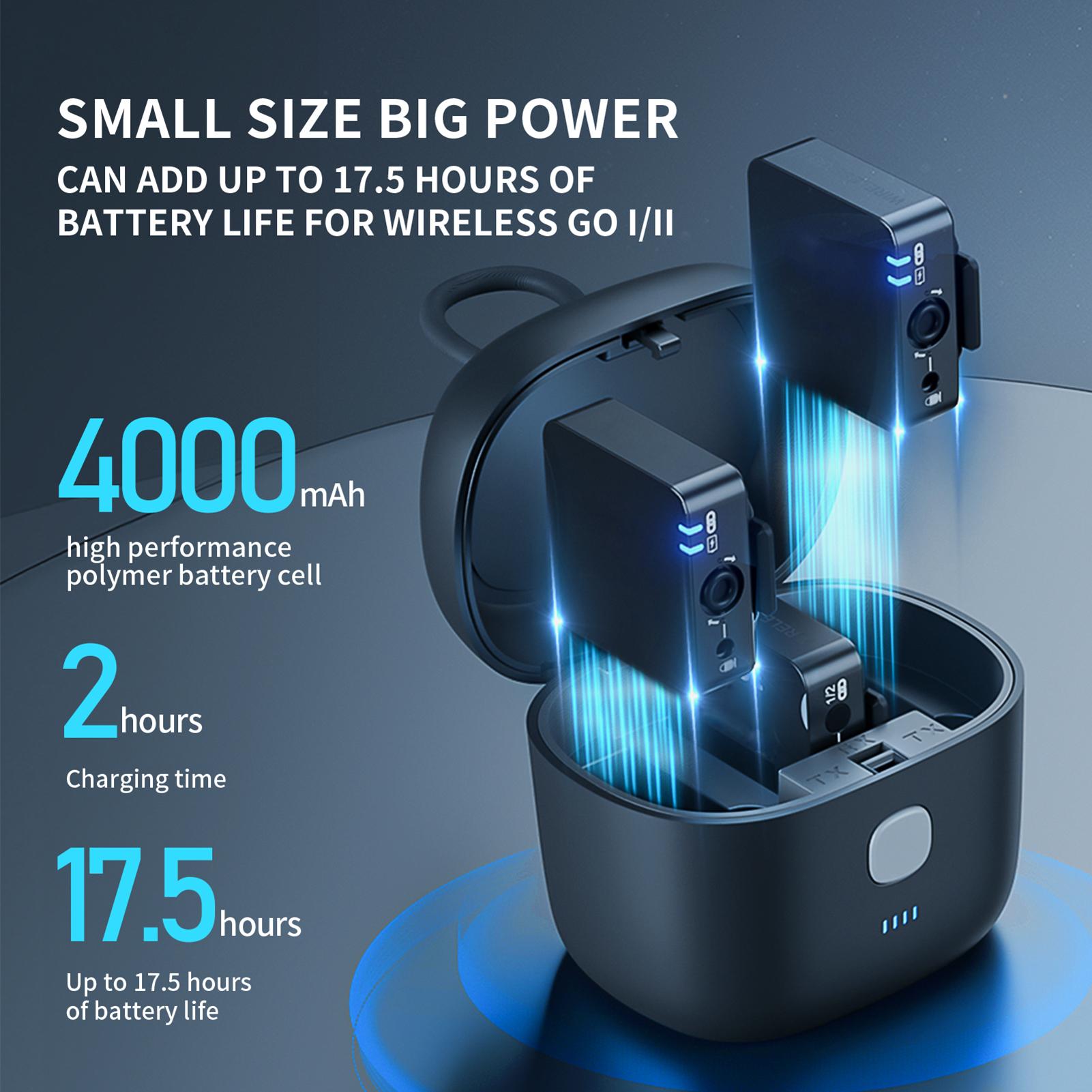 

TELESIN TEWMB001 Wireless Microphone Charging Box 3slot Charging Case Builtin 4000mAh Battery темно-серого