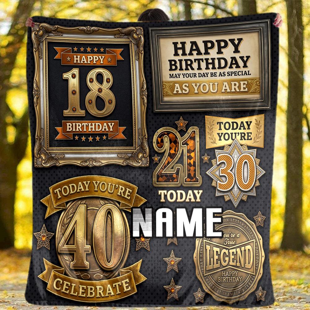 Outdoor Customize Blanket Perfect For Birthday Giftsthis Luxurious Outdoor Customize Blanket Is Crafted With Exquisite Details Featuring Happy