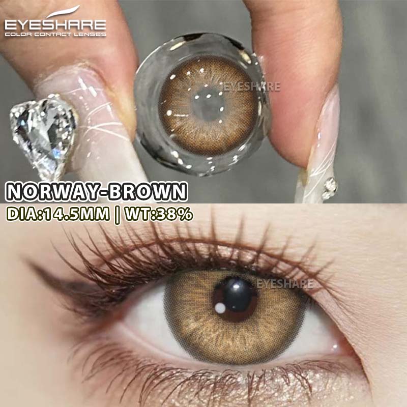 Eyeshare 2PCS New Fashion Color Contact Lenses Blue Glasses Lenses Brown Natural Beauty Lenses Green Fashion Lenses