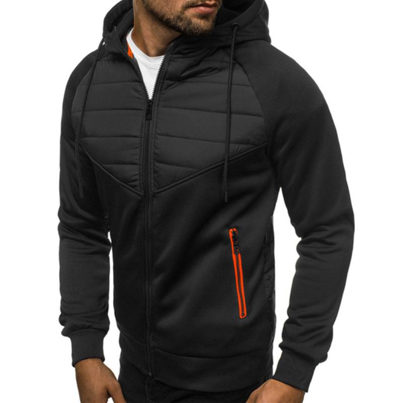 New Men's Casual Sweatshirt Zipper Hooded Sweatshirt Jacket Men's Patchwork Cardigan