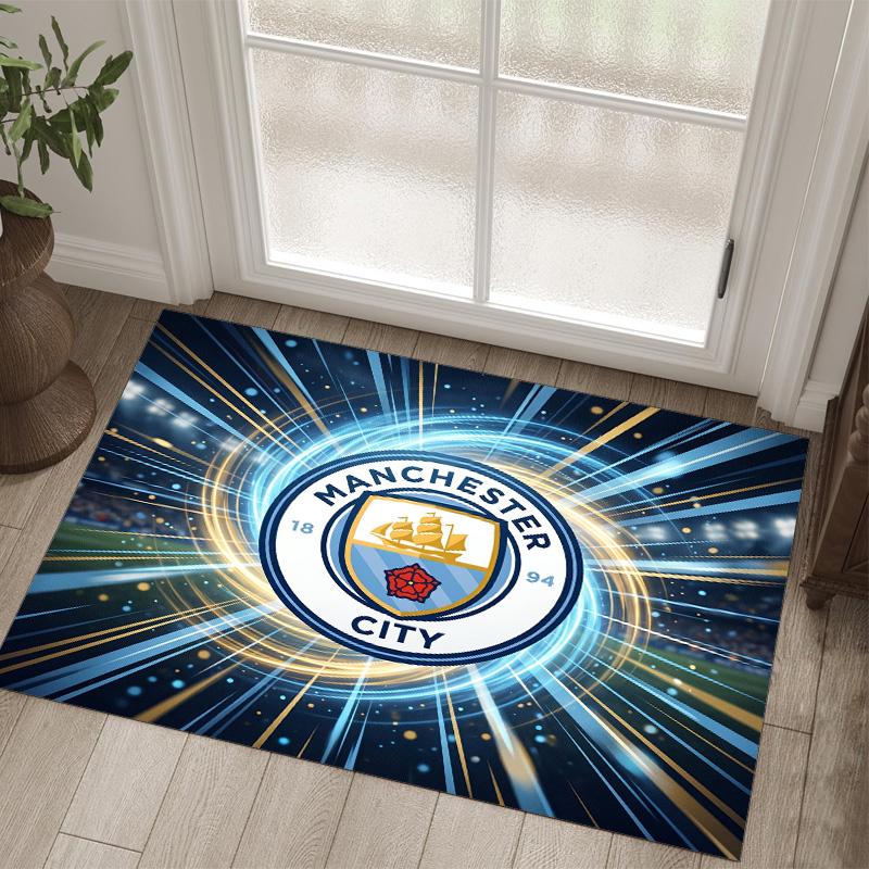 Manchester City Design Crystal Velvet Carpet Cozy Non?Slip Printed Rug For Bedroom Living Room Entrance