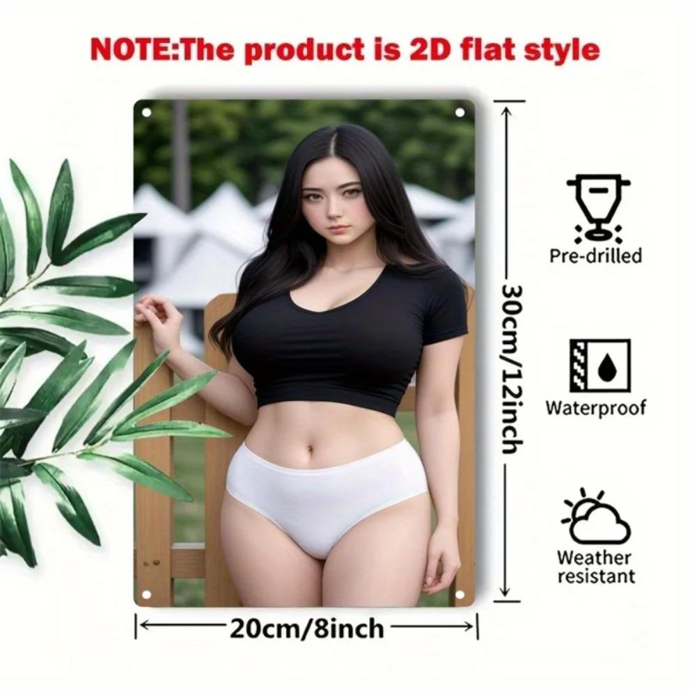 Kovový nápis - Minimalistický ženský portrét Vintage nástěnné umění pro domácí dekoraci Kavárna Bar