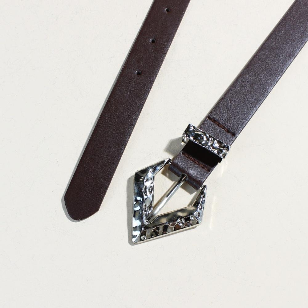 Retro Women'S Belt Simple Trendy Cool Alloy Buckle Belt Women'S Jeans Decorative Belt