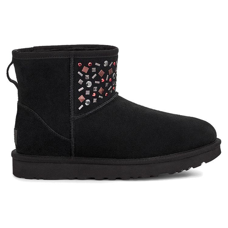 UGG Classic Mini Stud Ii Rivets Snow Boots Black Women's 1119101-BLK
