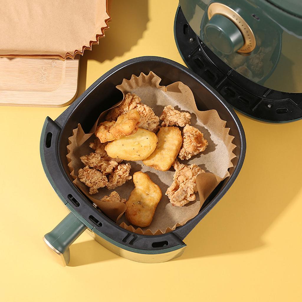 100Pcs Fryer Disposable Non Stick Paper Liner Oil Proof Waterproof Fryer Oil Paper for Microwave Frying Pan