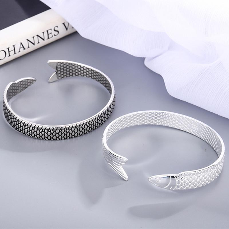 Neue Kreative Mode Persönlichkeit Glück Glück Transfer Drachen Armbänder 925 Silber Schmuck Fisch Armreifen TYB110