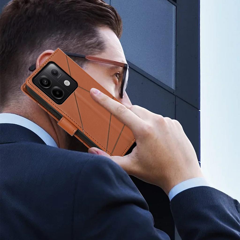 DF-06 Für Xiaomi Redmi Note 13 Pro 5G/Poco X6 5G Lederhülle Liniengeprägt Wallet Cover