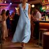 Vestidos Maxi de Verano para Mujer Casual sin Mangas Cuello en V Vestido de Playa Suelto de Tirantes con Botones y Bolsillos