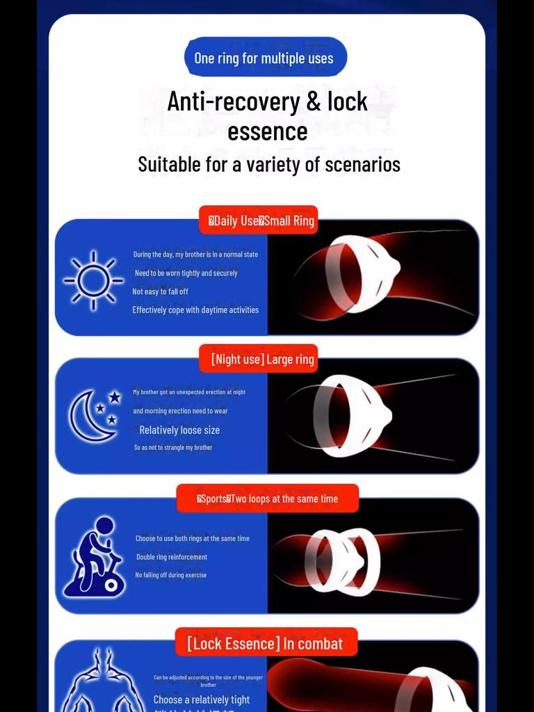 Nine-Color Life Male Enhancement Ring: Anti-Recovery Lock for Foreskin Management and Adult Use