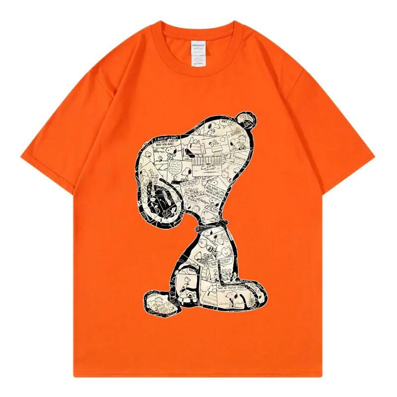 Snoopy Cartoon Anime Women Tshirt Summer Short Sleeve White 100 Cotton Unisex Tee Shirts Tops 2025 New Fashion Couple Clothing