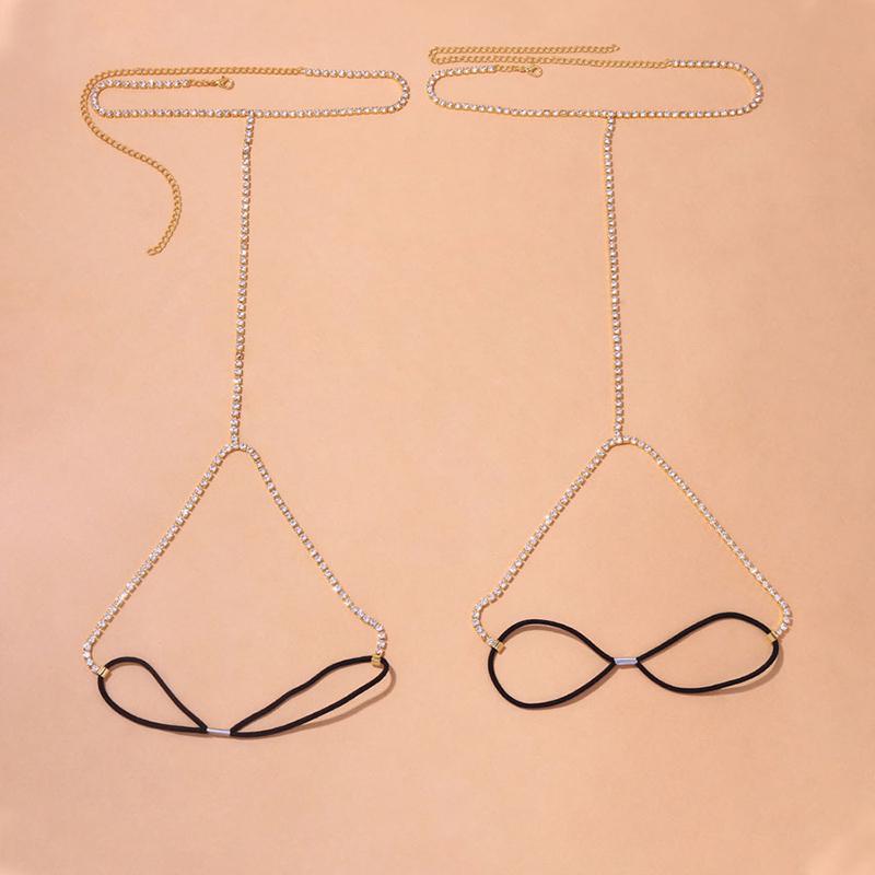 2Pcs/Set Fashion Simple Sexy Rhinestone Leg Chain for Women Double Row Beach Thigh Chain Crystal Bikini Body Jewelry