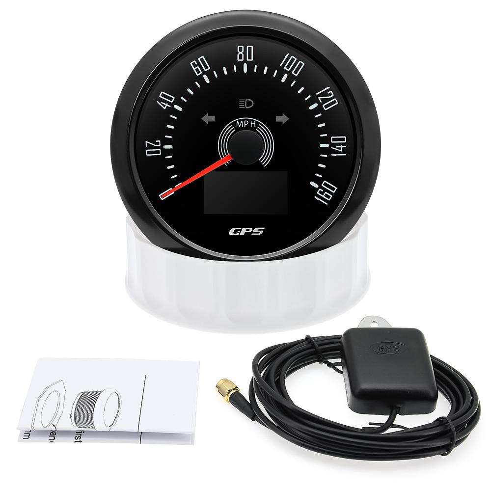 85MM Digital GPS Speedometer 0-160MPH 0-200KMH Speed Meter With GPS Antenna For Car Marine Boat 7 Color Backlight Speed Gauge