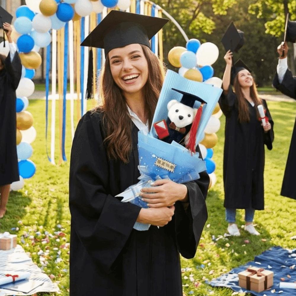 Lovely Graduation Bear Bouquet Simulated Plush Toy Bouquet Stuffed Simulated Bear  Commencement