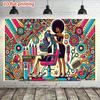 Retro Hair Salon Tapestry, Pop Art Barber Shop Background Cloth, Salon Studio Wall Decor
