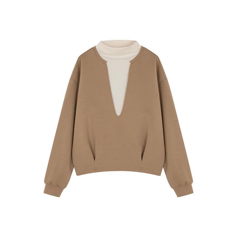 Mohan Yimei Petite Faux Two-Piece Long-Sleeve Hoodless Sweatshirt