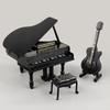 3Pcs Musical Instrument Miniature Props Dollhouse Grand Piano Furniture Guitar Cello Model Doll Accessories Simulation Ornaments