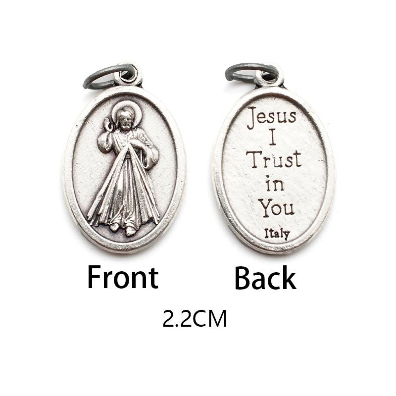 Breloques métalliques réversibles pour colliers, bracelets, accessoires de bricolage, grande médaille ovale de saint pour tout type de chaîne ou de collier, bijoux chrétiens