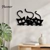 Metal Cat Wall Art Black Art, Cartoon Kitten Silhouette Decoration, Decorative Minimalist Sculpture for Lovers, Room Living Patio Decor Funny Animal