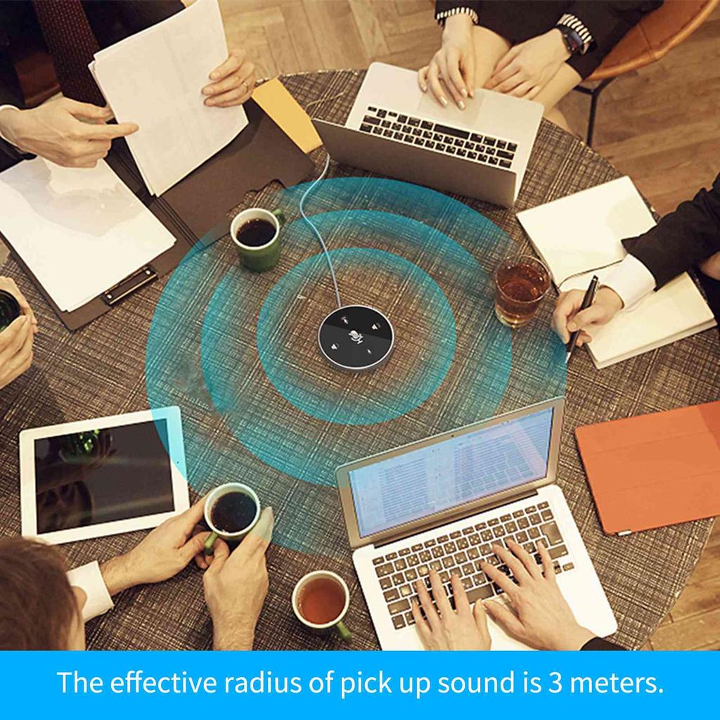 Desktop USB Conference Speakerphone Microphone Built-in Speaker 360 degrees  Omnidirectional PC Computer Condenser Mic with  Function Volume Adjustmen