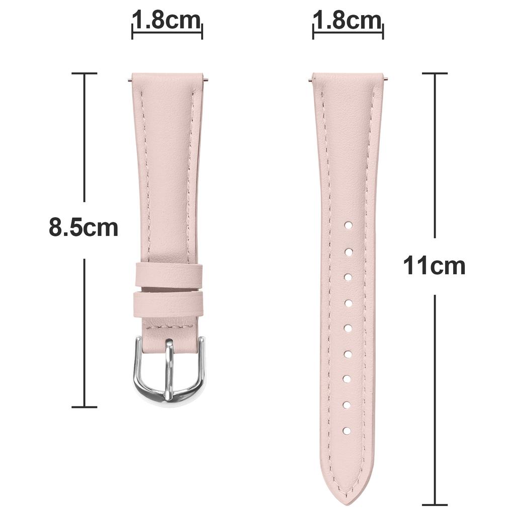 For Huawei Watch GT 5 41mm Watch Band 18mm Slim Genuine Cow Leather Strap with Silver Buckle