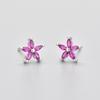 Colorful Zircon Flower Cat's Eye Earrings - Five-Petal Design with Rhinestones for Girls