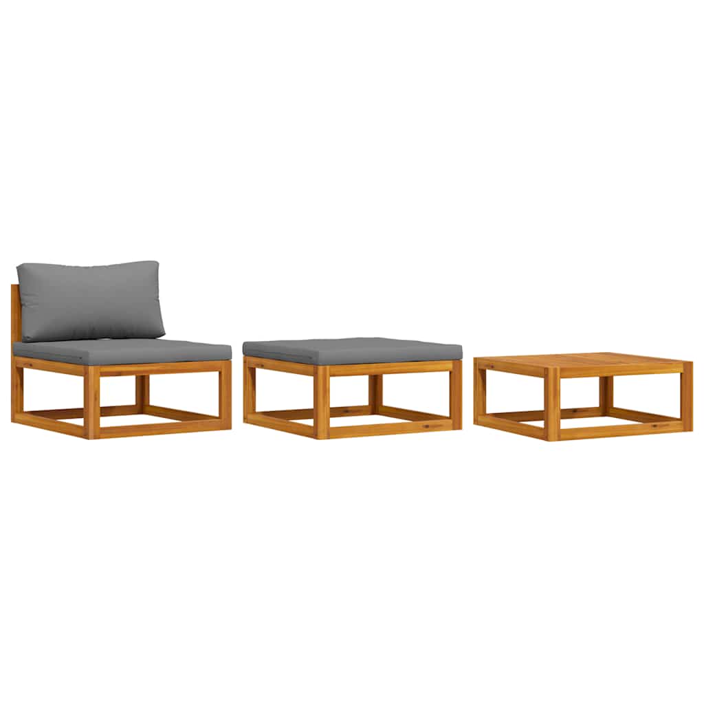 3 Piece Garden Lounge Set with Cushions Solid Acacia Wood