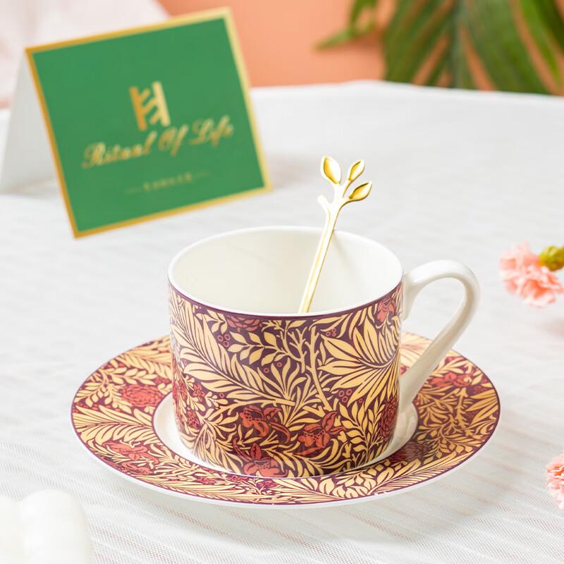 ME French Retro Ceramic Coffee Cup & Saucer Set with Spoon Standard Pack