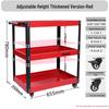Adjustable 3-Tier Hand-Push Tool Cart for Auto Repair - Multi-Functional Mobile Workshop Storage.