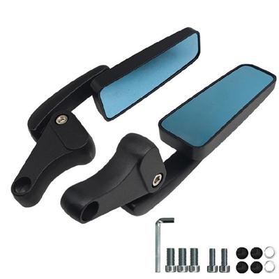 Motorcycle Scooter Rectangle Rearview Mirror Angle Adjustable Handlebar Mount Mirrors Blue Glass Rear View Mirror