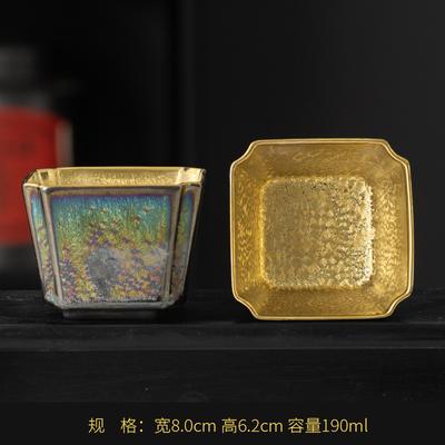 Colorful Kiln Mutated Shape Gilded Jian Zhan Cup Ceramic Kung Fu Tea Cup Tenmoku Glaze Single Cup Master Cup Tea Bowl Tasting Cu