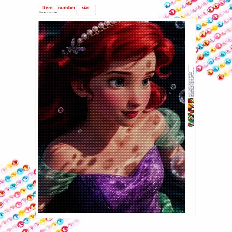 Disney Diamond Painting Kit Unframed, Ariel Purple Dress, Classic Style Home Decor Craft, Perfect Gift Idea