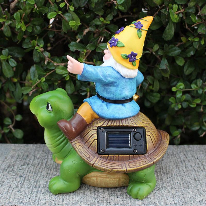 Turtle Garden Decor Turtle Statue With Solar Light And Gnome Waterproof Tortoise Sculpture Lawn Decoration For Balcony Courtyard