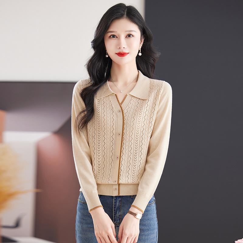 

2025 Slim-Fit Cashmere Cardigan: Turn-Down Collar, Single-Breasted Jacquard Knitwear - Fashionable & Versatile Top 3XL