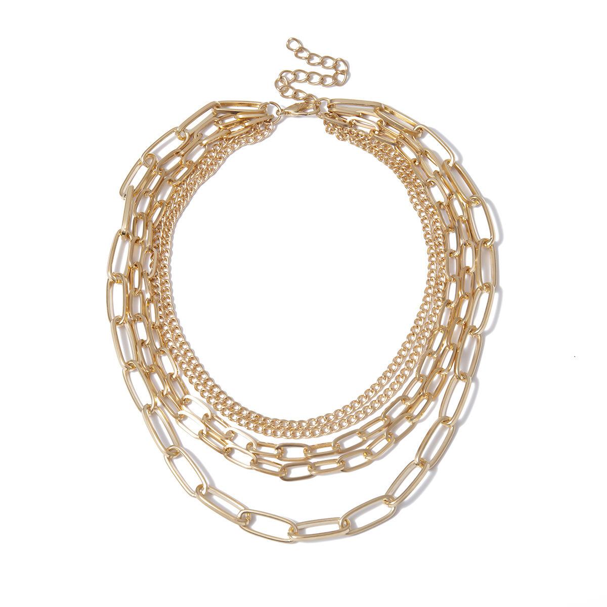 Retro temperament sexy multi-element versatile necklace women s simple chain multi-layer geometric neck chain