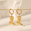 European & American Titanium Steel Carved Boot Earrings - Luxurious, Durable, High-End Feel, Non-Fading Stainless Steel Ear Ornaments.