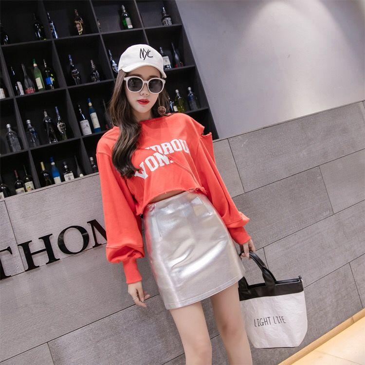 High Waist Hip Skirt Shiny Leather Skirt Half Body Skirt A-line PU Small Leather Short Skirt Female Sexy Club Skirts