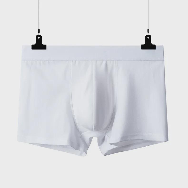 "Men’s Pure Cotton White Boxer Briefs - Antibacterial, Lightweight Youth Shorts for Autumn/Winter"
