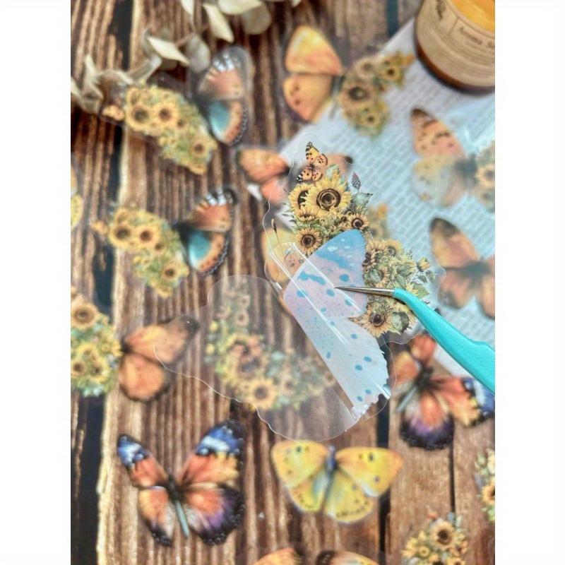 1pack/30pcs Butterfly, Moon & Floral Collage Waterproof Stickers For Diy Notebook Decoration, Scrapbooking, Photo Album Back To School