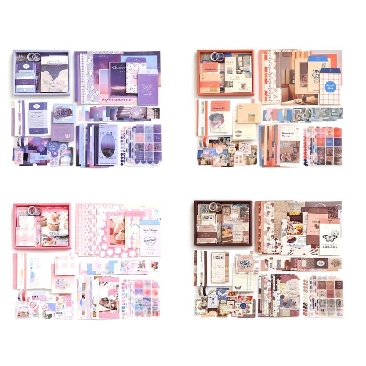 Scrapbooking Collage Junk Journal Decoration Gift Box Tape Sticker Journaling Kits Paper Frame Scrapbooking Supplies