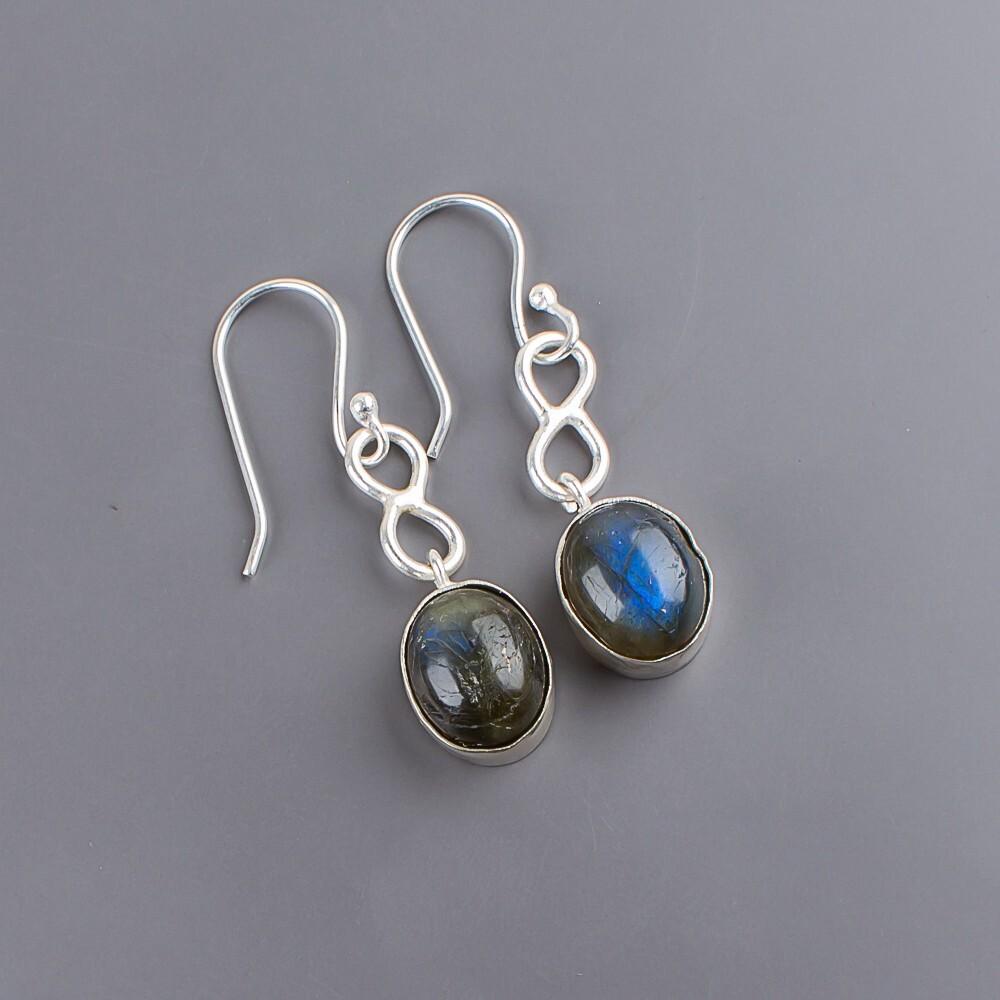 Natural Labradorite Gemstone 925 Sterling Silver Handmade Jewelry Earrings 1.60" EE-12-19
