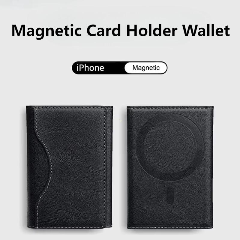 Dreifach faltbare magnetische Handy-Geldbörse PU-Leder Kartenetui Magnetischer Kartenhalter Geldbörse Aufbewahrung für IPhone16 15 12 13 14 Pro Max Plus Mini
