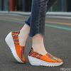 2025 Spring Women's Weaving Sports Slope Heel Shoes Women's Casual Breathable Thick Bottom Sports Walking Shoes Zapatos De Mujer