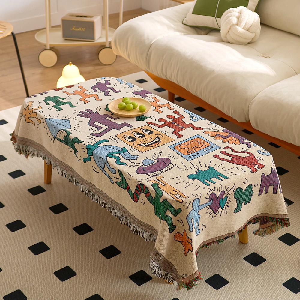 Ethnic Style Outdoor Tablecloth for Camping & Dining - Sisters' Chat Coffee Table Decor